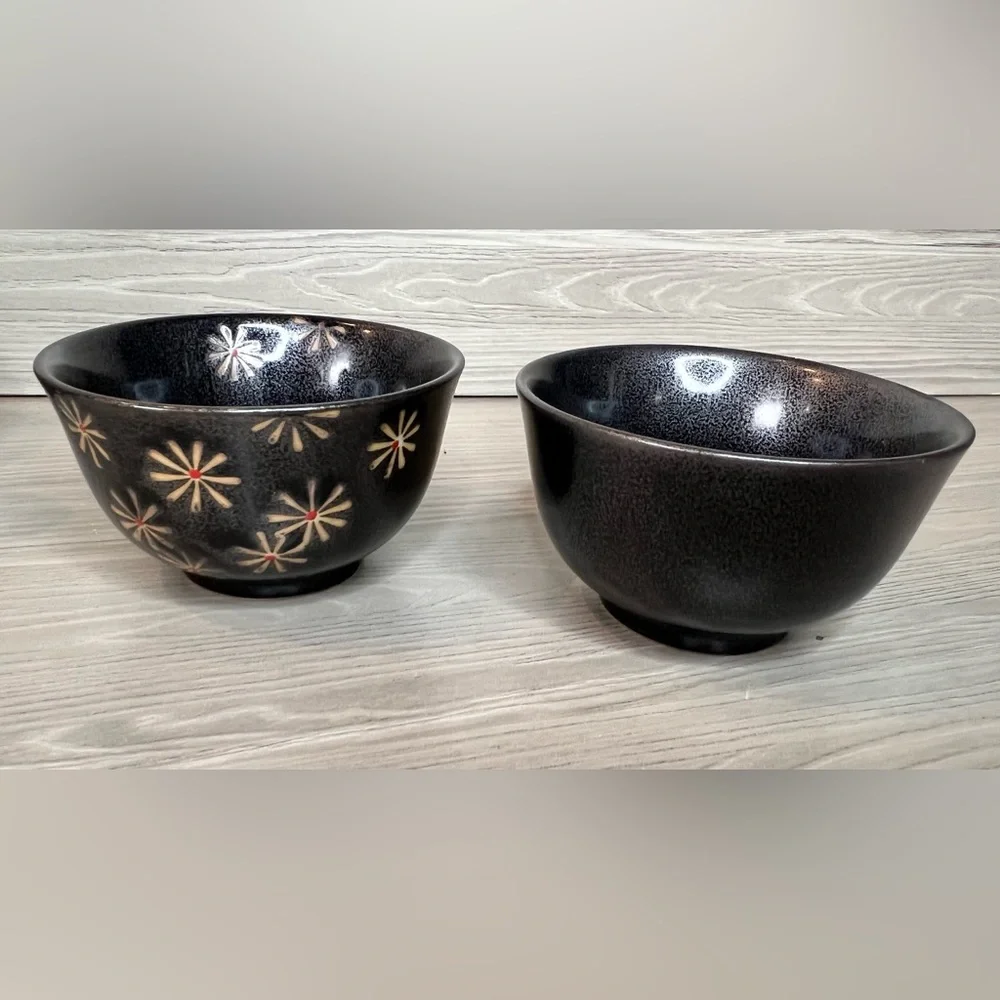 Elegant Black & Gold Floral Tea Set - 4 Piece Set with Teapot‎ And 2 Cups